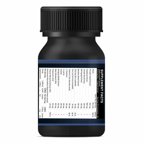 Inlife Biotin Supplement For Hair | Sesbania Bamboo Shoot Bhringraj Zinc Vit C | Unisex | Veg - 60N