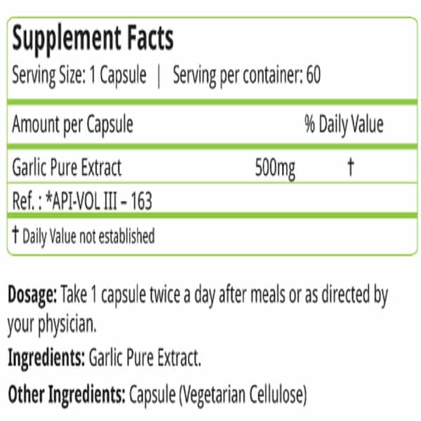 Natures Velvet Garlic Pure Extract 500 Mg | 60 Veggie Capsules