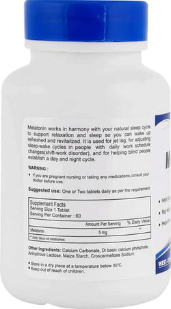 Healthvit Melatonin 5mg Helps You Fall Asleep - 60 Tablets