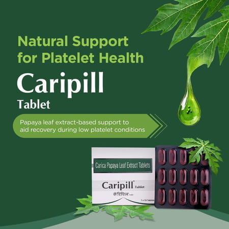 Caripill Tablet Carica Papaya Leaf Extract Tablet | Strip Of 15 Tablets X 2