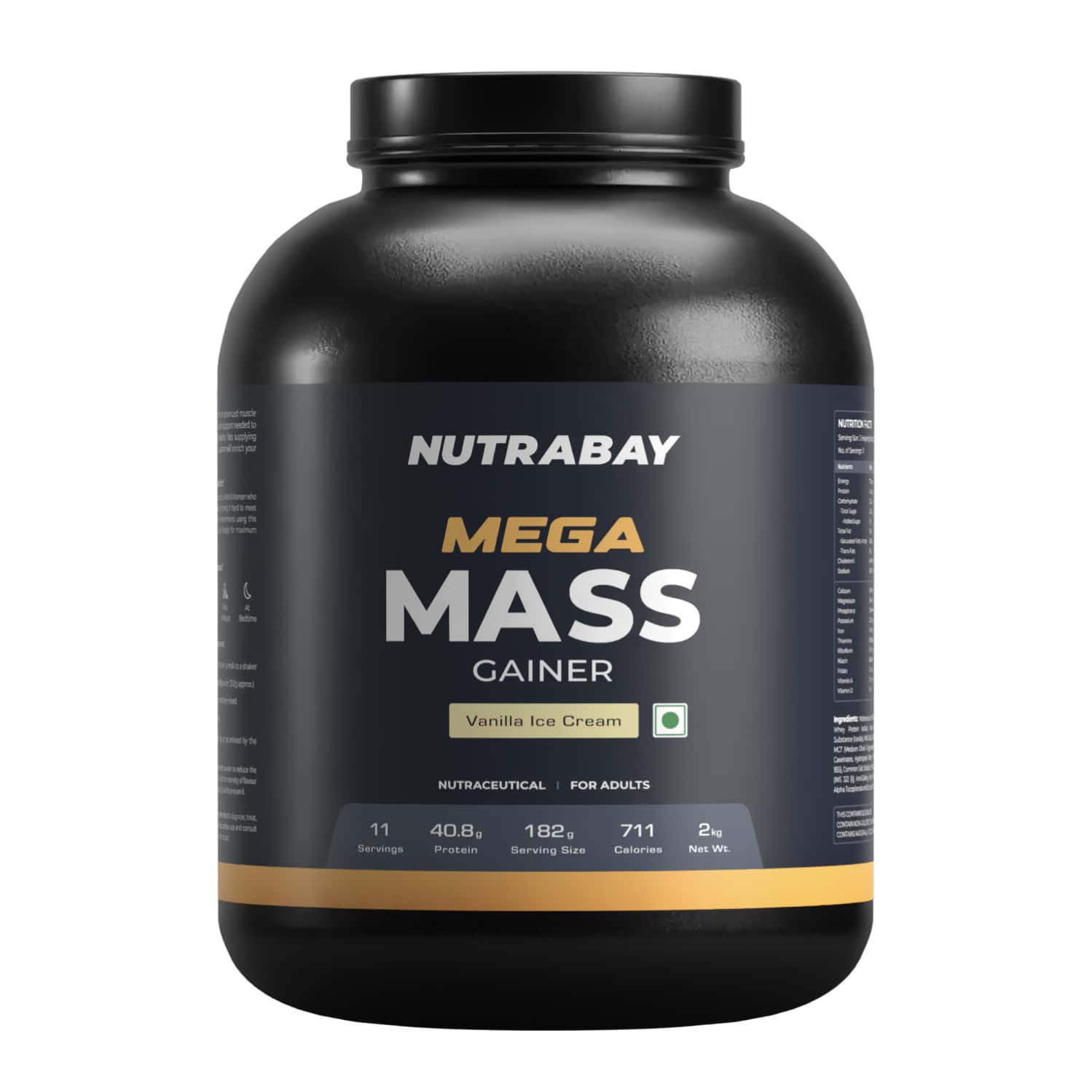 Nutrabay Gold Mega Mass Weight Gainer Vanilla Ice Cream - 2kg