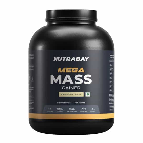 Nutrabay Gold Mega Mass Weight Gainer Vanilla Ice Cream - 2Kg