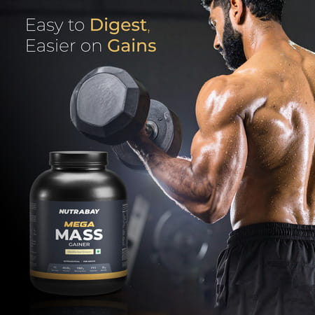 Nutrabay Gold Mega Mass Weight Gainer Vanilla Ice Cream - 2kg