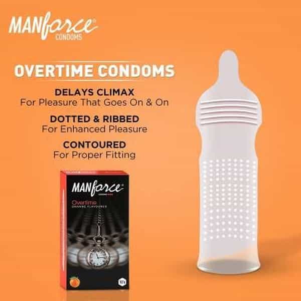 Manforce Ignite Apple-Peach & 3 In 1 Condoms Overtime Orange Flavoured Condoms(Set Of 2 20 Pcs)