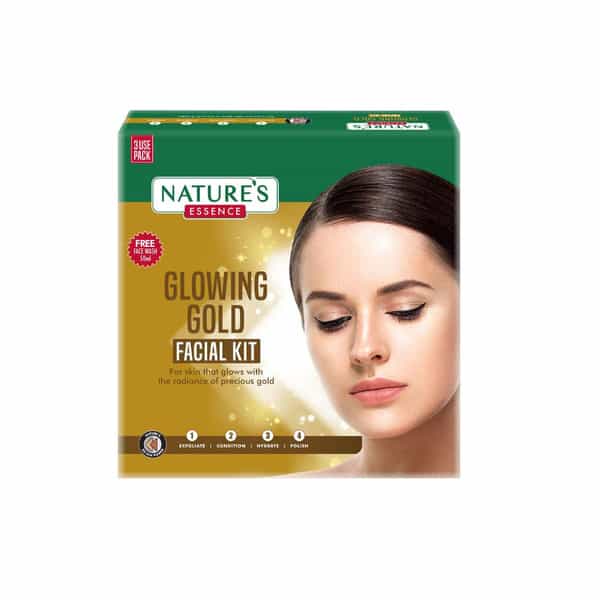 Nature's Essence Glowing Gold++ Facial Kit | Bright Glowing Skin | 24K Gold & Saffron Infused | 75G