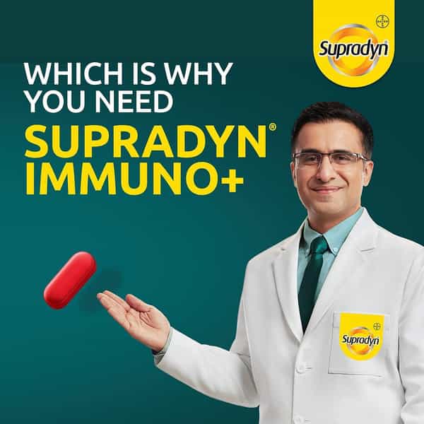 Supradyn Immuno+ With Turmeric + Tulsi Natural Immunity Booster With Vit C Vit D Zinc 30 Tablets