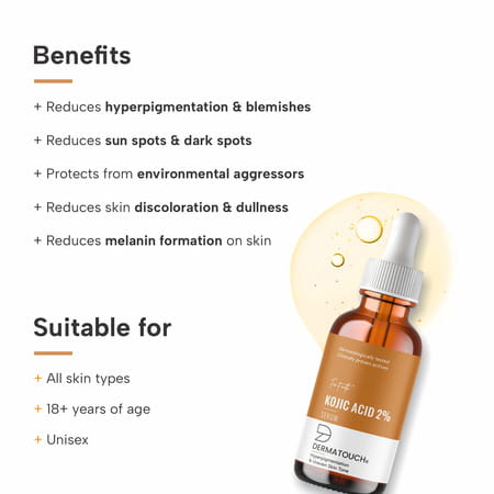 Dermatouch Kojic Acid 2% Face Serum | Dry To Oily & Pigmentation-Prone Skin- 10ml