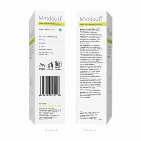Maxisoft Herbal Anti-Dandruff Shampoo | For All Skin Types | Tube | 100 Ml | Pack Of 3