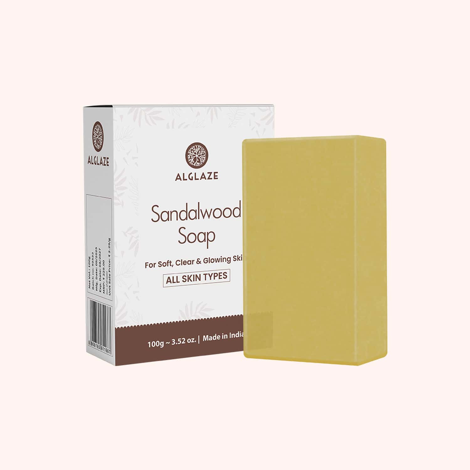 Alglaze Sandalwood Soap With Shea Butter & Jojoba Oil | 100g