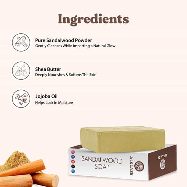 Alglaze Sandalwood Soap With Shea Butter & Jojoba Oil | 100G