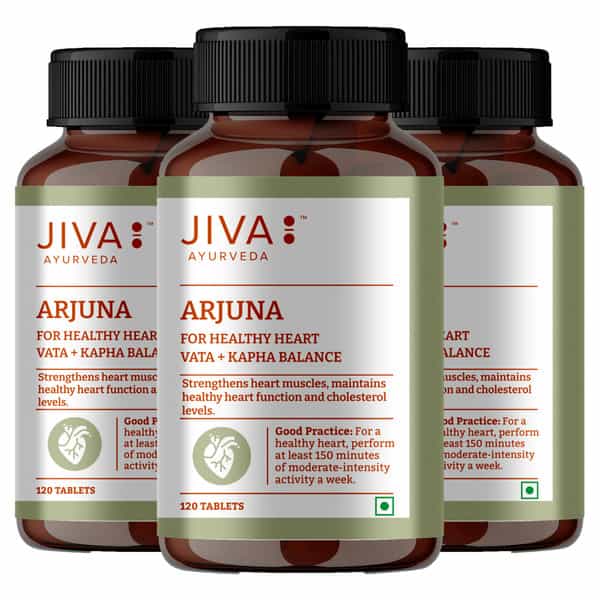 Jiva Arjuna Tablets|Promotes Heart Health|Maintain Cholestrol Level - 120 Tabs (Pack Of 3)