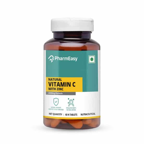 Pharmeasy Vitamin C (990Mg) With Zinc (10Mg) - Powerful Immunity Booster - 60 Veg Tablets