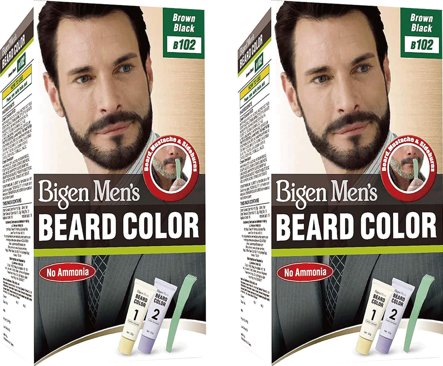 Bigen Men's Beard Color Brown Black B102 40g (pack Of 2)