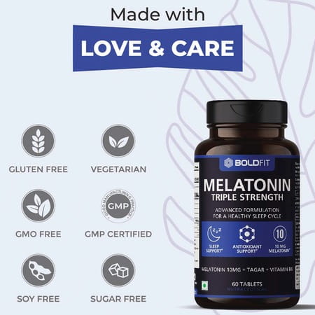 Boldfit Melatonin 10mg For Men & Women - 60 Veg Tablets