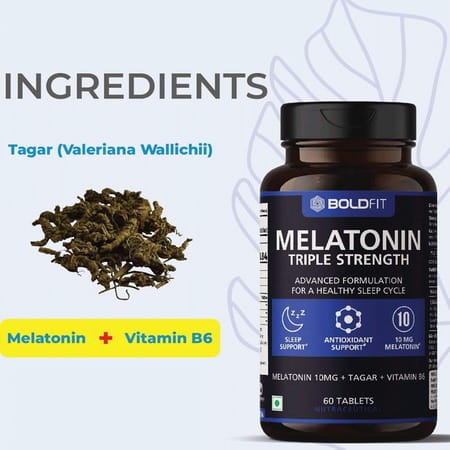 Boldfit Melatonin 10mg For Men & Women - 60 Veg Tablets