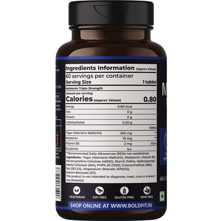 Boldfit Melatonin 10mg For Men & Women - 60 Veg Tablets