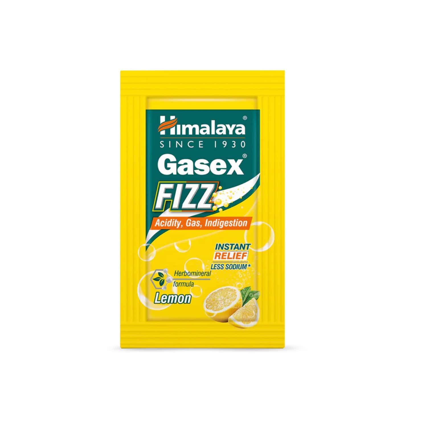 Himalaya Gasex Fizz | Acidity, Gas & Indigestion | Lemon | Sachet | 5 Gm | 25 No's