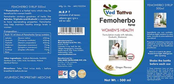 Ved Tattva Femoherbo Syrup 500Ml | Herbal Shots For Women's Health