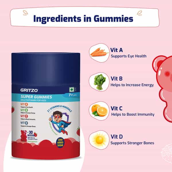 Gritzo Supermilk Growth (7-12Y Boys) (Double Chocolate | 800G) With Super Gummies | Pack Of 2