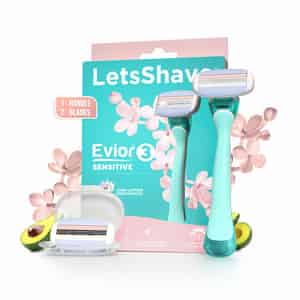 Letsshave Evior 3 Sensitive Shaving Razor For Women| Dual Lubrication Strip | 1 Handle + 2 Blades