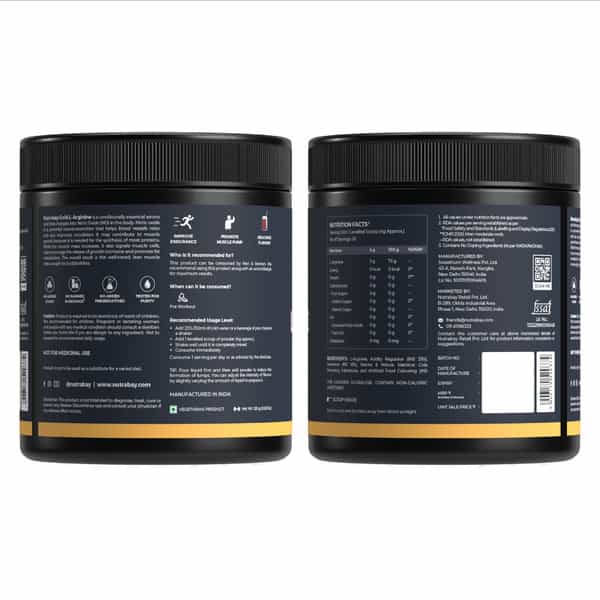 Nutrabay Gold L-Arginine Supplement Powder - 120G | Cola Flavor | Pre Workout Amino Acid