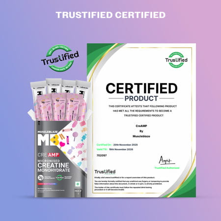 Muscleblaze Micronised Creatine Monohydrate Creamp Powder | Candy Rush | 7 Sachets (4G Each)