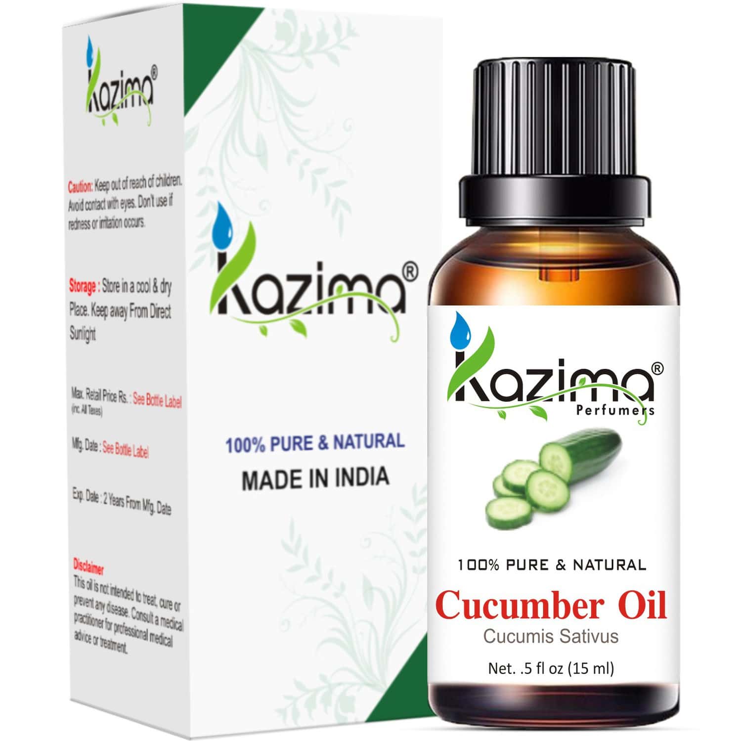 Kazima Cucumber Seed Essential Oil (15ml) Pure Natural For Skin Care & Hair Treatment (15 Ml)
