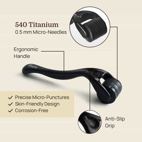 Formen Derma Roller For Hair Growth | 540 (0.5 Mm) Titanium Micro-Needles | Growth Activator (1 Pc)