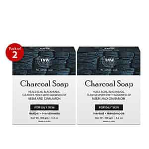 Tnw The Natural Wash Handmade Charcoal Soap For Blackheads And Acne - Pack Of 2 Each - 100 G