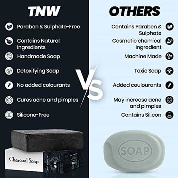 Tnw The Natural Wash Handmade Charcoal Soap For Blackheads And Acne - Pack Of 2 Each - 100 G