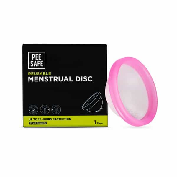 Pee Safe Reusable Menstrual Disc | 1 Reusable Menstrual Disc + 1 Spandex Storage Pouch | 55 Ml