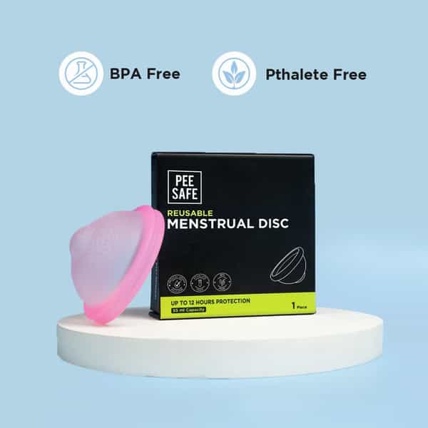 Pee Safe Reusable Menstrual Disc | 1 Reusable Menstrual Disc + 1 Spandex Storage Pouch | 55 Ml