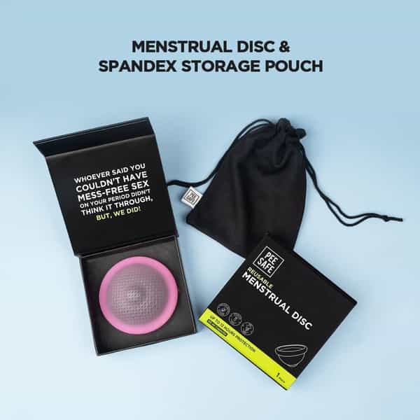 Pee Safe Reusable Menstrual Disc | 1 Reusable Menstrual Disc + 1 Spandex Storage Pouch | 55 Ml