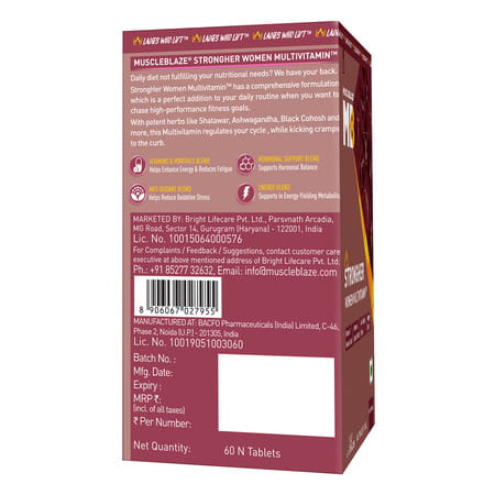 Muscleblaze Strongher Women Multivitamin (60 Tablets) | Multivitamin For Women