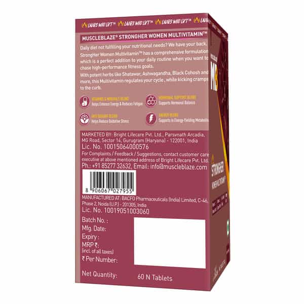Muscleblaze Strongher Women Multivitamin (60 Tablets) | Multivitamin For Women