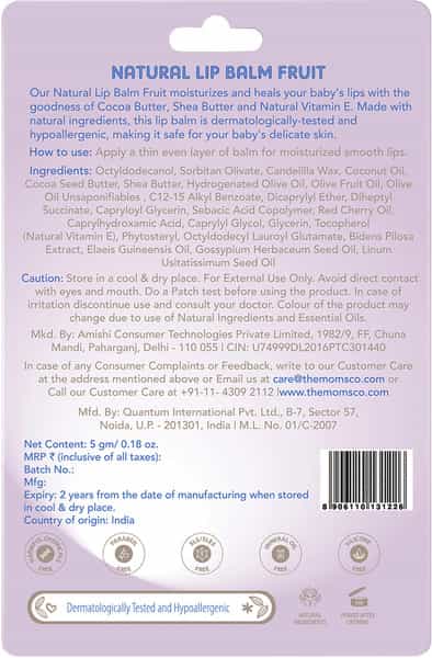 The Moms Co. Natural Fruit Lip Balm 5Gm