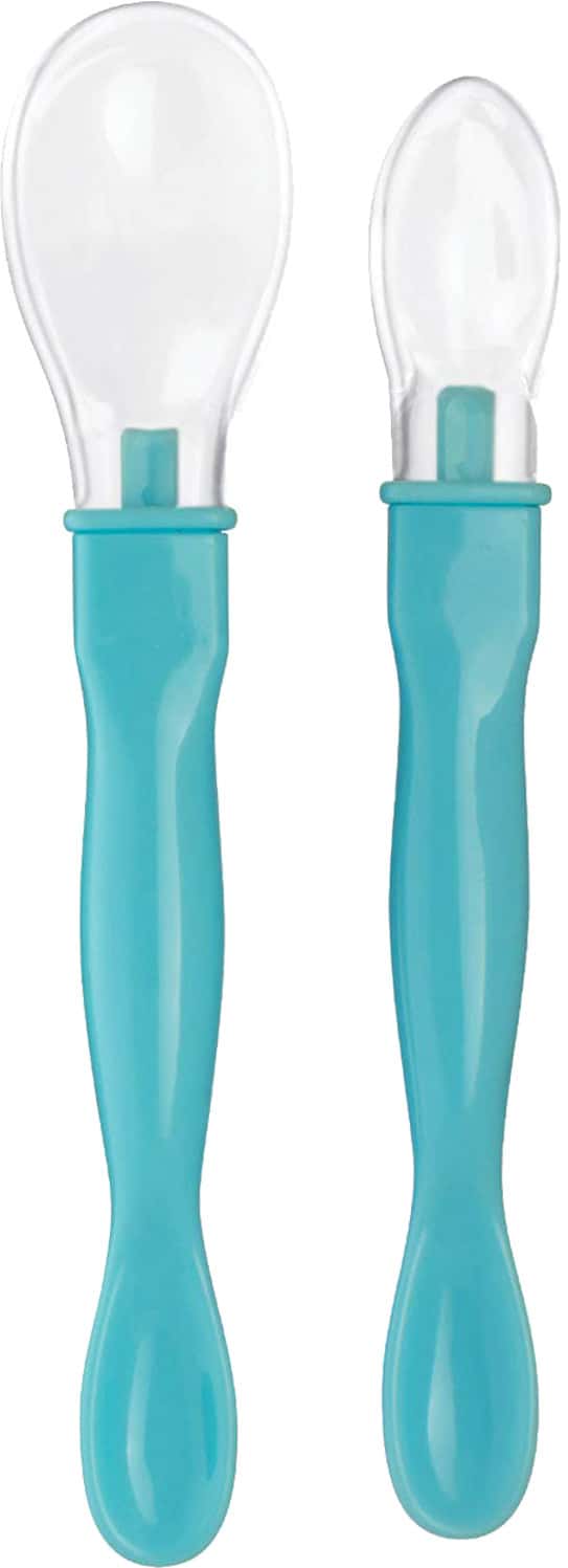 Beebaby 3 In 1 Weaning Silicone Spoon Set With Dual End Spoon For Feeding Newborn / Baby (blue)