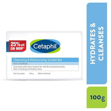 Cetaphil Cleansing & Moisturising Syndet Bar | Face & Body | 100 Gm