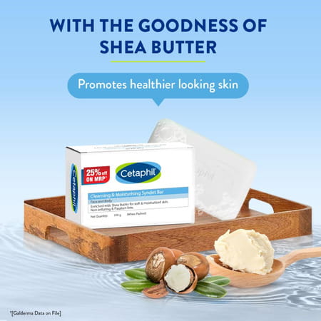Cetaphil Cleansing & Moisturising Syndet Bar | Face & Body | 100 Gm