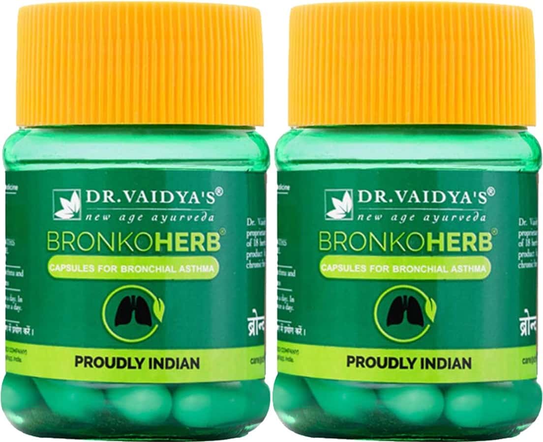 Dr. Vaidya'S Bronkoherb Capsules Ayurvedic Medicine For Asthma - Pack Of Two ( 30 Capsules X 2 )