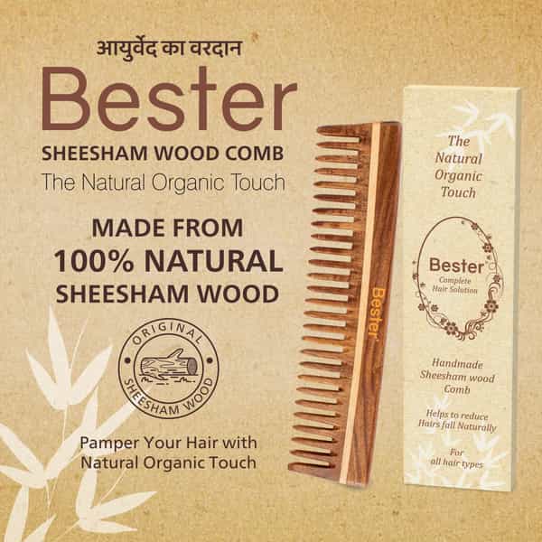Bester Sheesham Wood Comb 14 Fc | Hair Straightening | For Men & Women (Pack Of 2)
