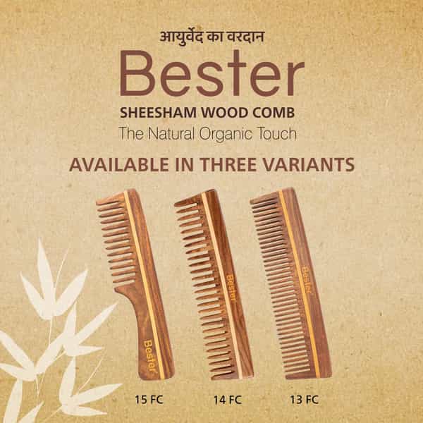 Bester Sheesham Wood Comb 14 Fc | Hair Straightening | For Men & Women (Pack Of 2)