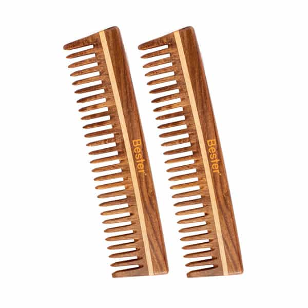 Bester Sheesham Wood Comb 14 Fc | Hair Straightening | For Men & Women (Pack Of 2)