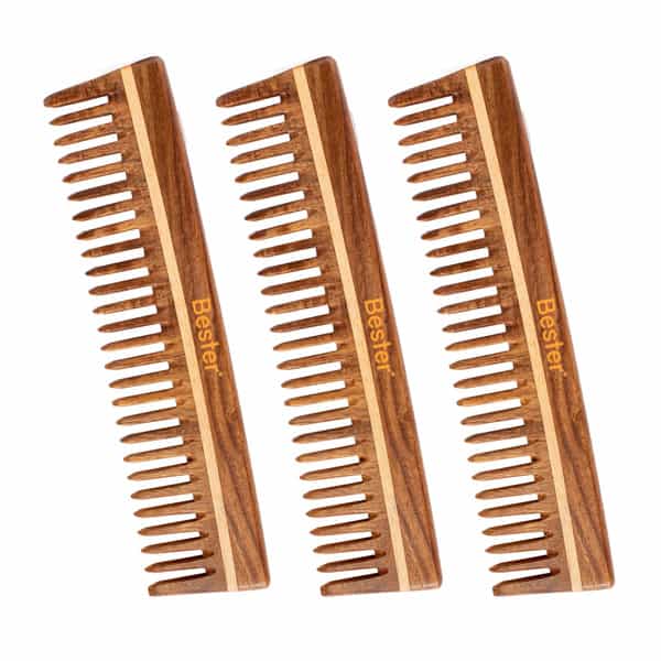 Bester Sheesham Wood Comb 14 Fc | Hair Straightening | For Men & Women (Pack Of 2)