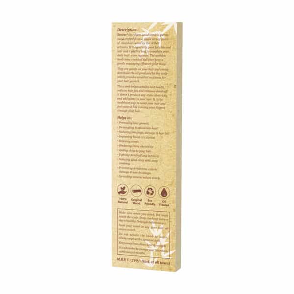 Bester Sheesham Wood Comb 14 Fc | Hair Straightening | For Men & Women (Pack Of 2)
