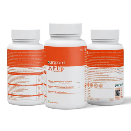 Purezen Liv-It-Up | Plant-Based Liver Supplement | Helps Flush Out Toxins Reduce Fatty Liver - 60n
