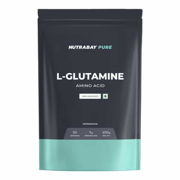 Nutrabay Pure L-Glutamine Powder Amino Acid - 250G Unflavoured 50 Servings