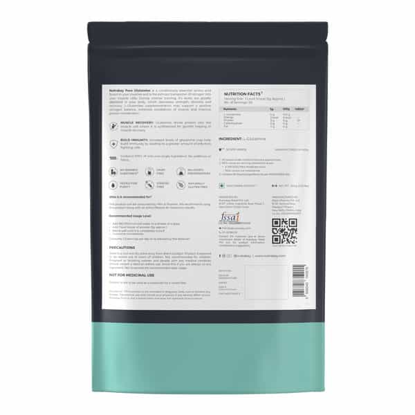 Nutrabay Pure L-Glutamine Powder Amino Acid - 250G Unflavoured 50 Servings