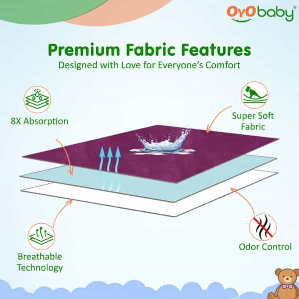 Oyo Baby Waterproof Bed Protector Baby Dry Sheet Medium Rani Pink (70 Cm X 100 Cm)