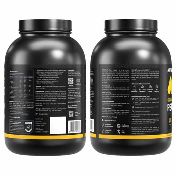 Nutrabay Gold Pea Protein Powder | 25G Protein | 4.6G Bcaa | 5G Fiber | Cold Coffee Flavour - 2Kg